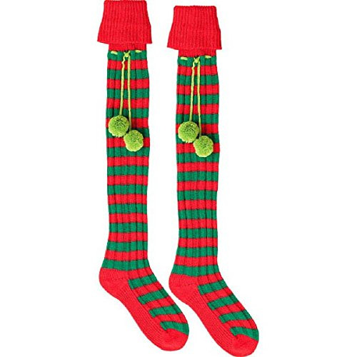 Christmas Elf Fabric Boot Socks  1 pair - Party Costume