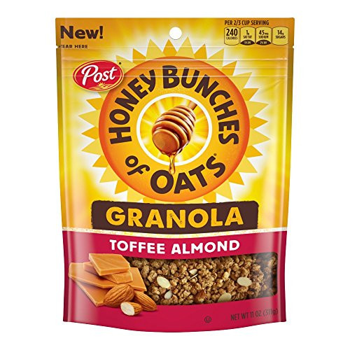 Honey Bunches of Oats Toffee Almond Granola Cereal and Snack Good Source of Fiber made with Whole Grain Breakfast Cereal 11 Ounce -Pack of 6- Honey Bunches of Oats Toffee Almond Granola Cereal and Snack Good Source of Fiber made with Whole Grain Breakfast Cereal 11 Ounce -Pack of 6-