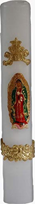 Our Lady of Guadalupe Candle Cirio de La Virgen de Guadalupe de Cuerpo Completo  Hand Made Mexico  Catholic Ceremony  Candle for Baptism  Confirmation