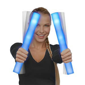 Fun Central 6 Pack - LED Supreme Foam Stick Baton Bulk - Light Up Batons for Wedding  Concert and Party - Blue