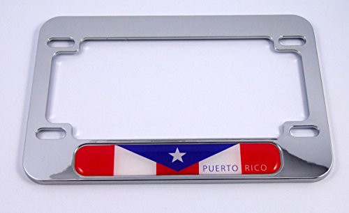 Puerto Rico Flag Motorcycle Bike ABS Chrome Plated License Plate Frame