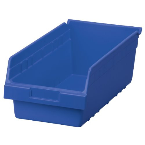 Akro-Mils 30088 ShelfMax Plastic Nesting Shelf Bin Box, 18-Inch L by 8-Inch W by 6-Inch H, Blue, Case of 8