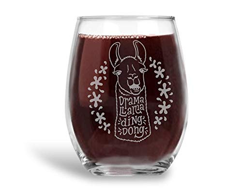 Drama Llama Stemless Wine Glass Funny Gift for Best Friend - Extra Large 21 oz
