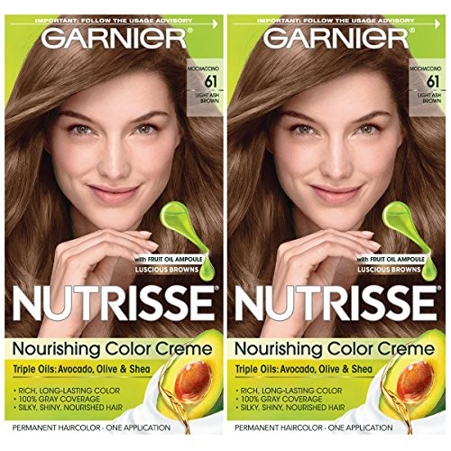 Garnier Hair Color Nutrisse Nourishing Creme  61 Light Ash Brown -Mochaccino-  2 Count