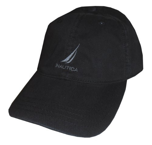 Nautica Men Adjustable Logo Hat Cap -One Size  Black-