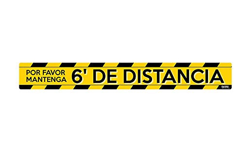Spanish Social Distancing Floor Signs  3x24 Floor Decal with Peel and Stick Application  Textured No-Slip Design- Repositionable and Removable Floor