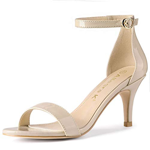 Allegra K Womens Open Toe Stiletto Heel Ankle Strap Beige Sandals 9 M US