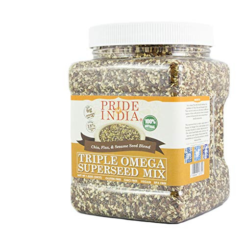 Pride Of India - Triple Omega Superseed Mix - Protein  Fiber  Calcium  Iron  Omega-3  Omega-6  and Thiamin Rich Superfood w- Chia Flax and Sesame Seeds  2