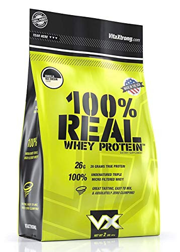 VitaXtrong 100 Real Whey Protein Powder - 26g of Premium Whey Protein Isolate Blend - Low Carb  Low Sugar  Low Fat Protein for Lean Muscle and Increase