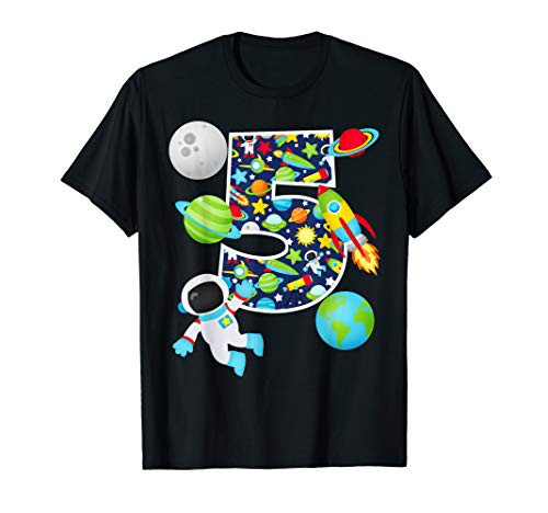 Outer Space 5 Year Old 5th Birthday Party Solar System T-Shirt