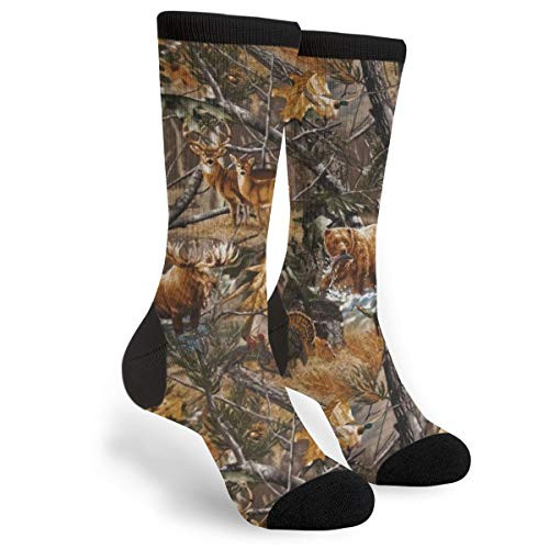 Camo Hunting Deer Bear Moose Turkey Duck Men Women Casual Socks Funny Funky Novelty Crew Tube Socks