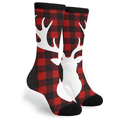 Buffalo Plaid Moose Men Women Casual Socks Funny Funky Novelty Crew Tube Socks Buffalo Plaid Moose Men Women Casual Socks Funny Funky Novelty Crew Tube Socks
