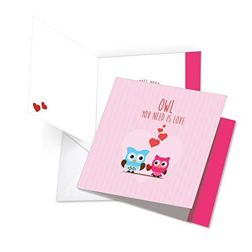 The Best Card Company  Jumbo Valentines Day Card -8-5 x 11 Inch- - Vday Greeting Card for Valentines - Owl You Need Is Love JQ5665GVDG