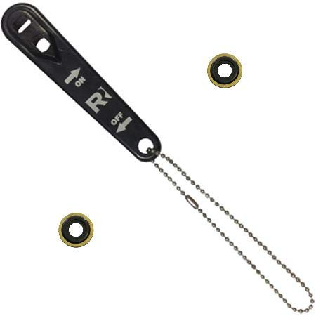 Oxygen Cylinder Wrench with Chain and 2 Brass Yoke Washer Seals for O-Ring Replacement on O2 Regulators by Responsive Respiratory
