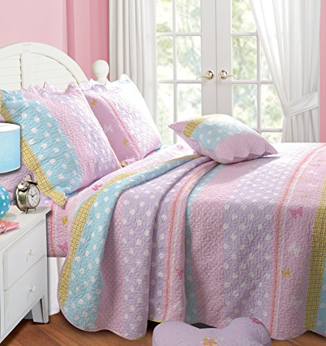 Greenland Home Polka Dot Stripe Quilt Set, Twin