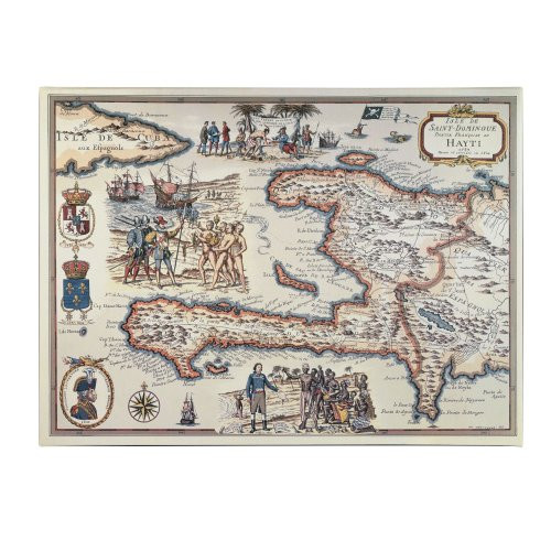 Map of The Island of Haiti 1789, 24 by 32-Inch Canvas Wall Art