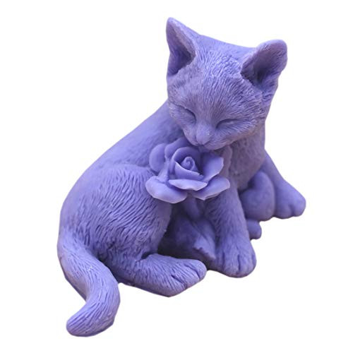 Cat Rose Silicone Soap Molds Soap Molds for Soap Making Silicon Molds for Soaps DIY Craft Handmade Soap Candle Plaster Resin Mould -5-