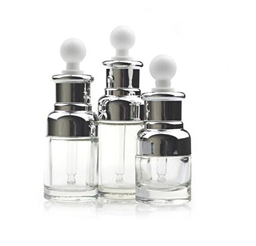 1PCS Empty Refillable Upscale Clear Glass Bottle Aromatherapy Perfume Essential Oil Elite Fluid Cosmetic Jar Pot Container Vial with Glass Pipette Eye