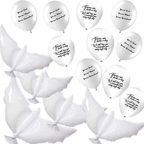 20 pcs White Memorial Balloons  Funeral Remembrance Biodegradable Balloons and 6 Pack Dove Balloons for Condolence Funeral Release Celebration of Life