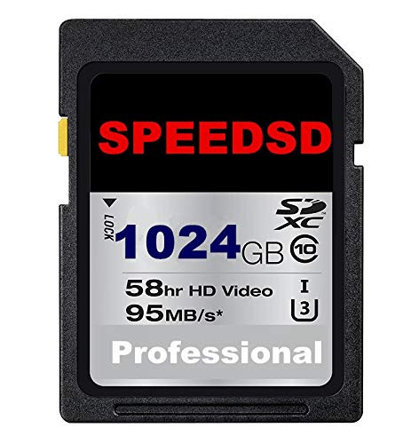 SPEEDSD 1TB SD Card 1024GB Class 10 SDXC Memory Card UHS-I-U3 Flash Memory Card
