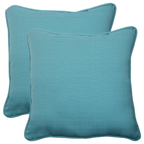Pillow Perfect Indoor/Outdoor Forsyth Corded Throw Pillow, 18.5-Inch, Turquoise, Set of 2