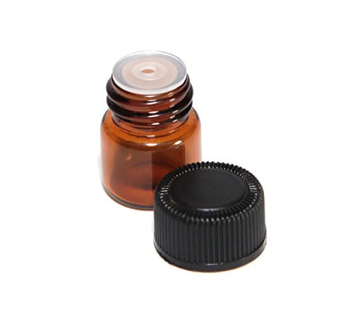 50 Pcs Mini 1ML Empty Refillable Amber Glass Essential Oil Bottles Vials for Aromatherapy Reagents Cologne Perfume Cosmetic Liquid Sample Containers w