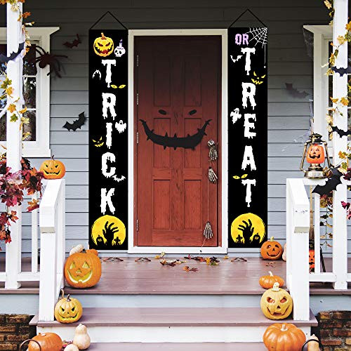 ONFUTAT Halloween Decorations Outdoor  Trick or Treat Halloween Decor Banners for Front Door Display for Garden  Porch  Indoor Home Front Door Wall  S