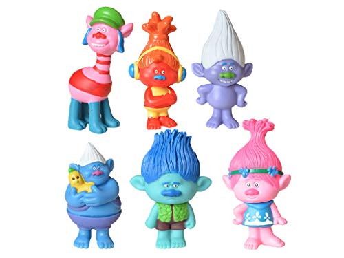 Max Fun Trolls Toys  3-Inch-Tall Movie Trolls Poppy Doll Action Figures Cake Toppers Set of 6 -Style 1-