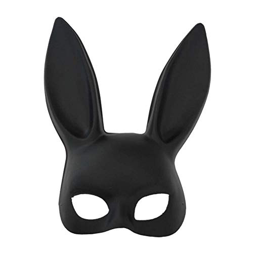 Black Adult Bunny Ear Rabbit Mask for Womens Masquerade Birthday Easter Halloween Eve Party Costume Accessory