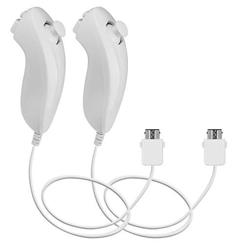 2 Pcs Nunchuck Controller for Wii  TechKen Remote Nunchuck Controller Compatible Wii and Wii U--White-
