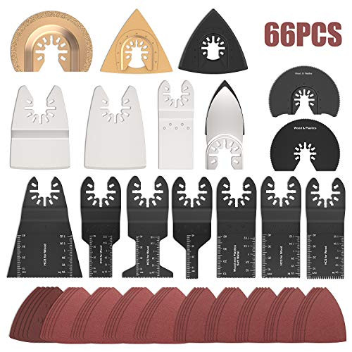 66pcs Oscillating Tool Blades  Oscillating Multitool Saw Blades Accessories Kit for Fein Multimaster  Bosch  Makita  Milwaukee  Rockwell  Ryobi  Craft
