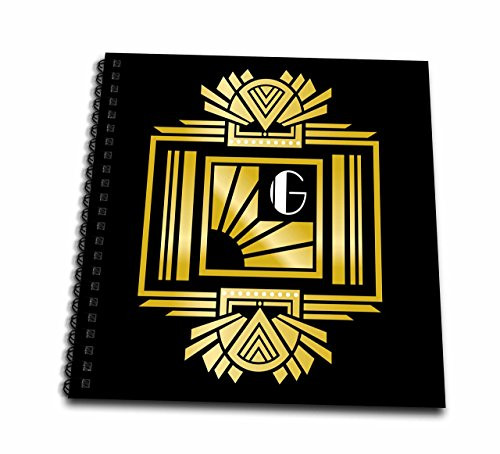 3D Rose Art Deco Monogram Letter G Drawing Book