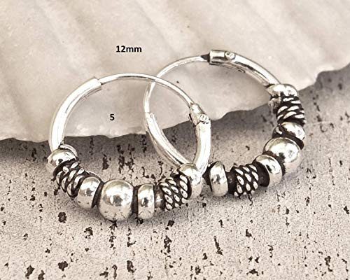 Pair of 12mm Sterling Silver Hoop Earrings  Handmade Hoop Earrings for Women  Silver Bali Hoop Earrings  Sterling Silver Hoops