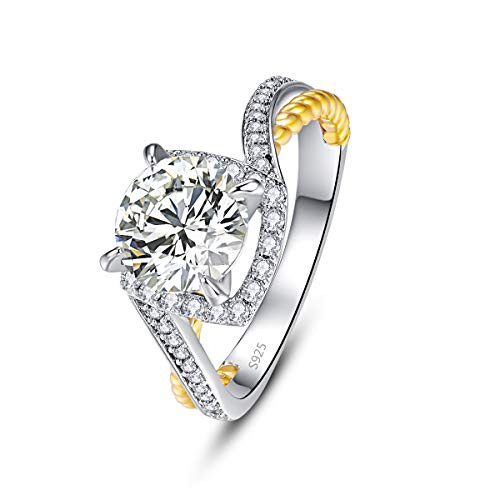 PAKULA 925 Sterling Silver Women Cubic Zirconia Solitaire Wedding Ring 2 Tone Rope Band Size 8 PAKULA 925 Sterling Silver Women Cubic Zirconia Solitaire Wedding Ring 2 Tone Rope Band Size 8