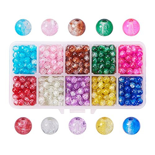 Pandahall Elite 1 Box -About 750 pcs- 10 Color 6mm Handcrafted Crackle Lampwork Glass Round Beads Assortment Lot for Jewelry Making Pandahall Elite 1 Box -About 750 pcs- 10 Color 6mm Handcrafted Crackle Lampwork Glass Round Beads Assortment Lot for Jewelry Making