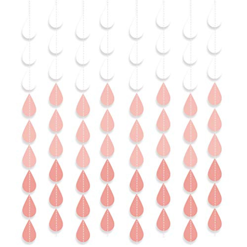 Baby Shower Wedding Birthday Party Decorations Paper Bunting Raindrop Banners Flags Garlands -Pink-