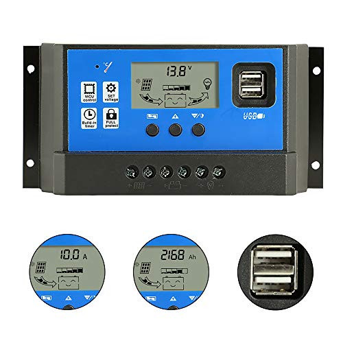 PWM 50A Solar Charge Controller Intelligent USB Port Display 12V-24V Auto Charge Regulator