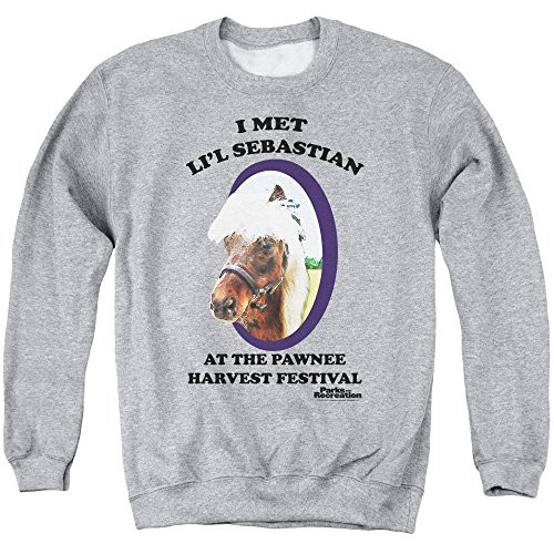 Parks and Rec Lil Sebastian Unisex Adult Crewneck Sweatshirt for Men and Women  Large Athletic Heather