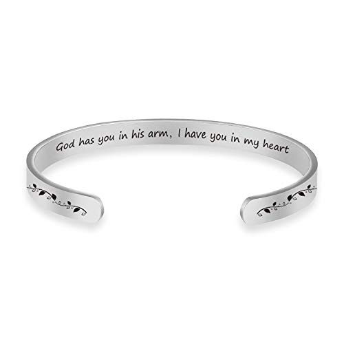 Memorial Bracelet in Memory of Jewelry Gift Remembering Loss of One You Loved Cuff Bracelets Loss Jewelry Loss Gift -CB-God has you in his arm-