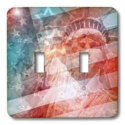 3dRose lsp-19439-2 Patriotic Lady Liberty Digital Collage Features The Statue of Liberty and American Flag Double Toggle Switch