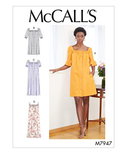 McCalls Patterns McCalls Womens Knee Floor Length Loose-Fitting Dress  Sizes 16-22 Sewing Pattern  White