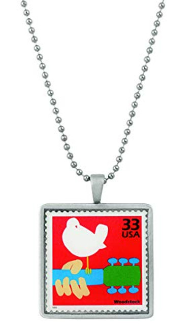 American Coin Treasures United States Postage Woodstock Celebration Stamp Ball Chain Pendant Necklace American Coin Treasures United States Postage Woodstock Celebration Stamp Ball Chain Pendant Necklace