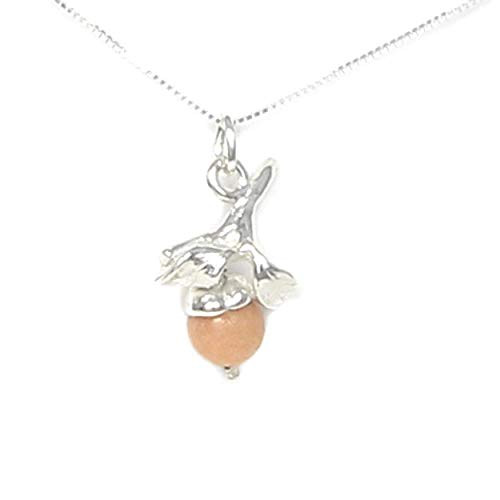 Farmers Market Peach Necklace - Gift Boxed with Good Luck Story Card - Handcrafted Sterling Silver - Made in USA - 20 chain