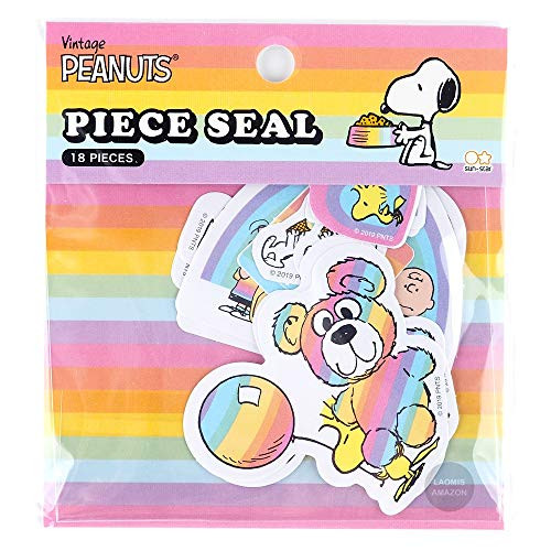Peanuts Snoopy Rainbow PVC Stickers-Pack of 12 -Pastel - S8580260 --