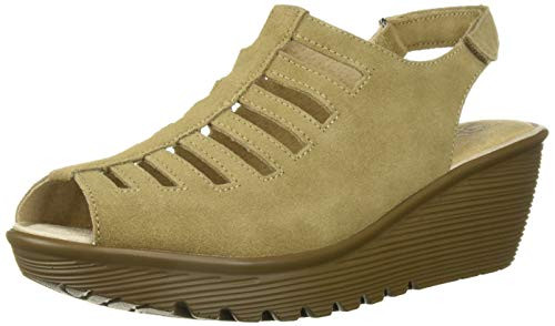 Skechers Womens Parallel-Trapezoid Wedge Sandal dark natural 9 M US