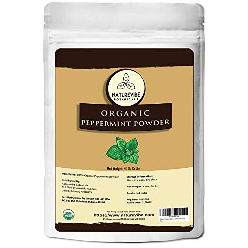 Naturevibe Botanicals Organic Peppermint Leaves Powder  5lbs - Non-GMO and Gluten Free - 100 pure and natural -80 ounces-