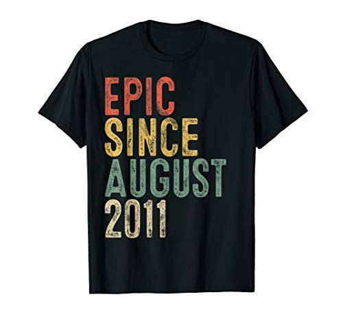 Funny Epic Since August 2011 9th Birthday Gift 9 Year Old T-Shirt