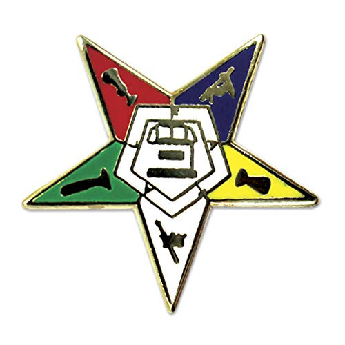Order of The Eastern Star Masonic Lapel Pin - -Gold and White--3-4 Tall-