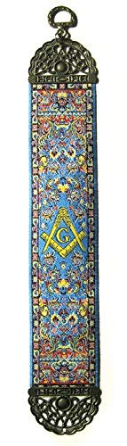 Square and Compass Blue Tapestry Masonic Bookmark - -9 x 2-