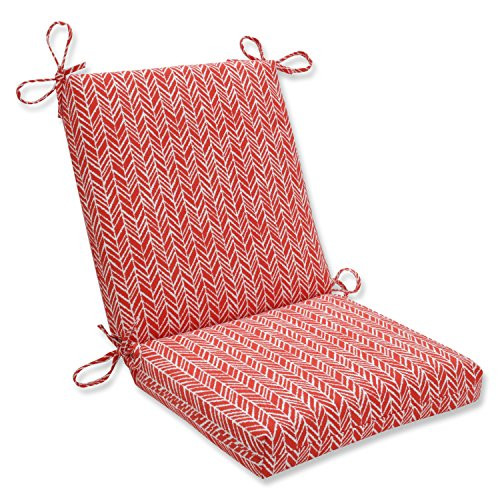 Pillow Perfect Outdoor | Indoor Herringbone Tomato Squared Corners Chair Cushion